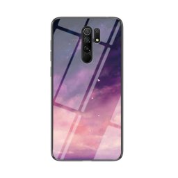 Силиконов кейс със стъклен гръб за Xiaomi Redmi 9 - лилави облаци