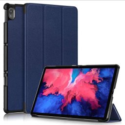 Кожен калъф със сгъващ се капак за Lenovo Tab P11 - тъмно син