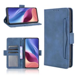 Кожен калъф тип портмоне с магнитна закопчалка за Xiaomi Mi 11i 5G/POCO F3 5G - тъмно син