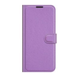 Кожен калъф тип портмоне за Motorola Edge 20 - лилав