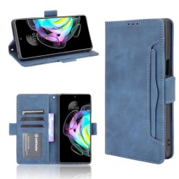 Кожен калъф тип портмоне с магнитно закопчаване за Motorola Edge 20 - тъмно син