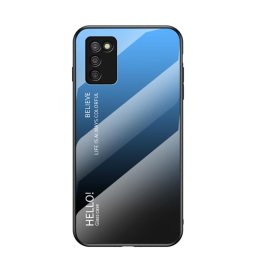 Силиконов кейс със стъклен гръб за Samsung Galaxy A03s ( 164.3) - син градиент