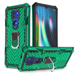 Хибриден гръб на черти със стойка за Motorola Moto G9 Play - зелен