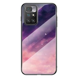 Силиконов кейс със стъклен гръб за Xiaomi Redmi 10 - лилави облаци