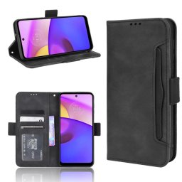 Кожен калъф тип портмоне с магнитно закопчаване за Motorola Moto E20/E30/E40 - черен