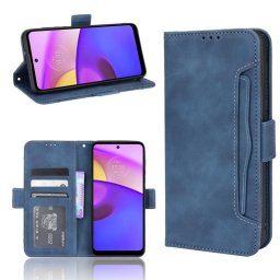Кожен калъф тип портмоне с магнитно закопчаване за Motorola Moto E20/E30/E40 - тъмно син