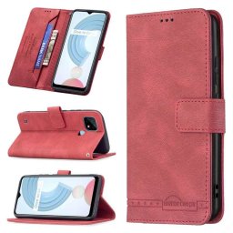 Кожен калъф тип портмоне марка BINFEN COLOR за Realme C21 - червен