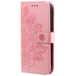 Кожен калъф тип портмоне с мандала за Huawei Nova 9 - розов