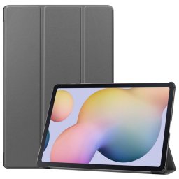 Кожен калъф със сгъващ се капак за Samsung Galaxy Tab S7 FE/S7+/S8+ - сив