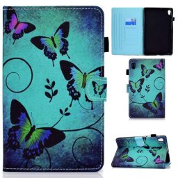 Калъф за Lenovo Tab M10 2nd Gen TB-X306F / TB-X306X - зелен с пеперуди