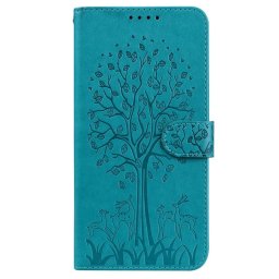 Кожен калъф тип портмоне с дърво за Nokia G10/G20 - светло син