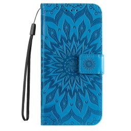 Кожен калъф тип портмоне с мандала за Huawei Nova 9 - син