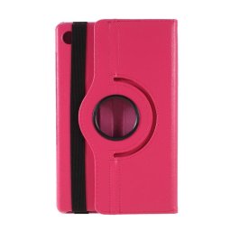 Кожен калъф за Lenovo Tab M10 2nd Gen TB-X306F / TB-X306X с въртяща поставка - ярко розов
