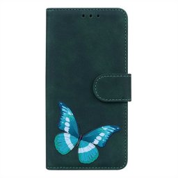 Кожен калъф тип портмоне с пеперуда за Huawei Nova 8i - зелен
