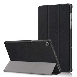 Кожен калъф със сгъващ се капак за Lenovo Tab M10 FHD Plus - черен