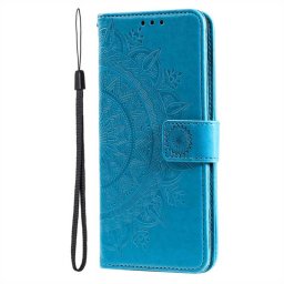 Кожен калъф тип портмоне със слънце за Nokia XR20 - син