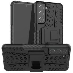 Двупластов гръб със стойка за Samsung Galaxy S21 FE - черен