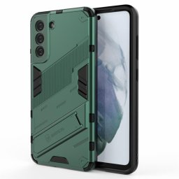 Хибриден гръб със стойка марка BIBERCAS за Samsung Galaxy S21 FE - зелен металик