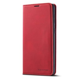 Кожен калъф страничен flip марка FORWENW за Samsung Galaxy S21 FE – червен