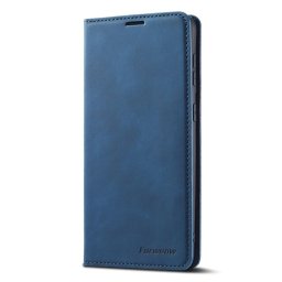 Кожен калъф страничен flip марка FORWENW за Samsung Galaxy S21 FE – син