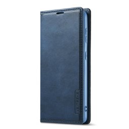 Кожен калъф тип портмоне марка LC.IMEEKE за Samsung Galaxy S21 FE - тъмно син