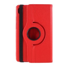 Кожен калъф за Lenovo Tab M8 с въртяща поставка - червен