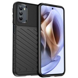 Подсилен силиконов гръб на черти за Motorola Moto G31 - черен