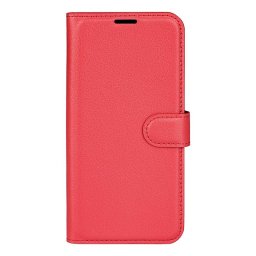Кожен калъф тип портмоне за Motorola Moto G31 - червен