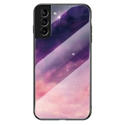 Силиконов кейс със стъклен гръб за Samsung Galaxy S22 - лилаво небе