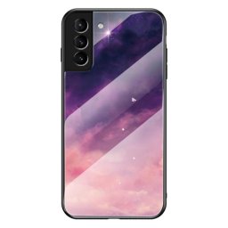 Силиконов кейс със стъклен гръб за Samsung Galaxy S22+ - лилаво небе