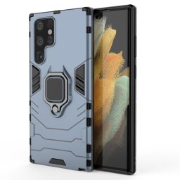 Хибриден гръб със стойка за Samsung Galaxy S22 Ultra - стоманено син