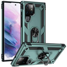 Хибриден гръб със стойка тип пръстен за Samsung Galaxy S22 Ultra - зелен