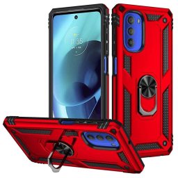 Хибриден гръб със стойка за Motorola Moto G51 5G - червен