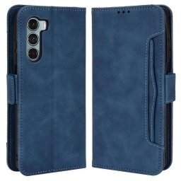 Кожен калъф тип портмоне с магнитно закопчаване за Motorola Moto G200 5G - тъмно син