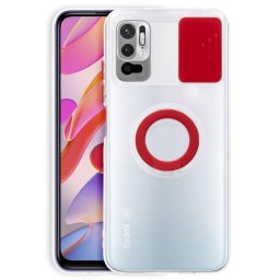 Силиконов гръб със стойка тип пръстен за Xiaomi Redmi Note 10 5G/POCO M3 Pro - червен