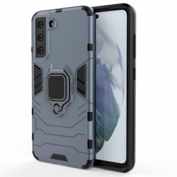 Хибриден гръб със стойка тип пръстен за Samsung Galaxy S21 FE - стоманено син