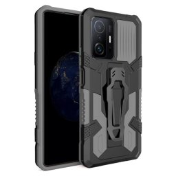 Хибриден гръб със стойка и щипка за колан за Xiaomi Mi 11T 5G/11T Pro - сив