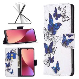 Калъф тип портмоне за Xiaomi 12 - сини пеперуди