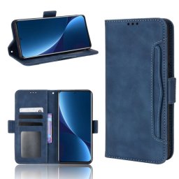 Кожен калъф тип портмоне с магнитна закопчалка за Xiaomi 12 Pro - тъмно син