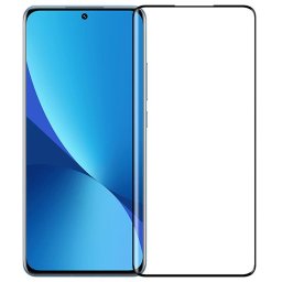 Извит 3D удароустойчив стъклен протектор покриващ целия екран марка MOFI за Xiaomi 12 Pro - с черна рамка