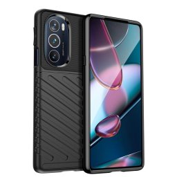 Подсилен силиконов гръб на черти за Motorola Edge 30 Pro - черен