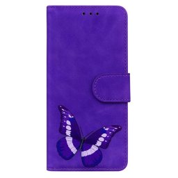 Калъф тип портмоне с пеперуда за Motorola Edge 30 Pro - лилав
