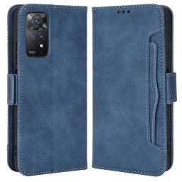 Кожен калъф тип портмоне с магнитна закопчалка за Xiaomi Redmi Note 11 Pro 5G - тъмно син