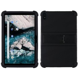 Силиконов гръб със стойка за Nokia T20 - черен
