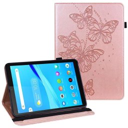 Кожен калъф с пеперуди за Lenovo Tab M8 - розов