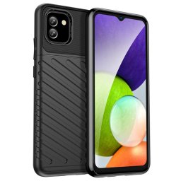 Подсилен силиконов гръб на черти за Samsung Galaxy A03 - черен