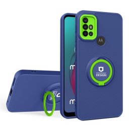 Силиконов гръб със стойка тип пръстен за Motorola Moto G10/G30 - тъмно син