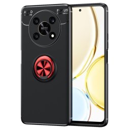 Хибриден гръб със стойка тип пръстен за Honor Magic4 Lite 5G - черен с червен пръстен