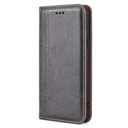 Кожен калъф тип портмоне с магнитна закопчалка за Honor Magic4 Lite 5G - сив