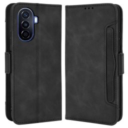 Кожен калъф тип портмоне с магнитна закопчалка за Huawei nova Y70 - черен